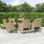 Preview: ARDEBO.de - 7-tlg. Garten-Essgruppe mit Kissen Beige und Schwarz