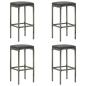 Preview: 5-tlg. Gartenbar-Set mit Kissen Poly Rattan Grau