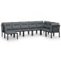 Preview: 8-tlg. Garten-Lounge-Set Schwarz und Grau Poly Rattan