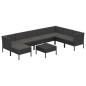 Preview: 9-tlg. Garten-Lounge-Set mit Auflagen Poly Rattan Schwarz