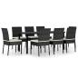 Preview: 9-tlg. Garten-Essgruppe Poly Rattan Schwarz