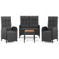 Preview: 4-tlg. Garten-Essgruppe mit Kissen Schwarz Poly Rattan