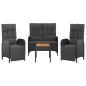 Preview: 4-tlg. Garten-Essgruppe mit Kissen Schwarz Poly Rattan