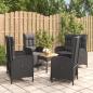 Preview: ARDEBO.de - 5-tlg. Garten-Essgruppe mit Kissen Schwarz Poly Rattan