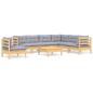 Preview: 8-tlg. Garten-Lounge-Set mit Grauen Kissen Kiefer Massivholz