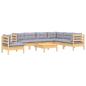 Preview: 8-tlg. Garten-Lounge-Set mit Grauen Kissen Kiefer Massivholz
