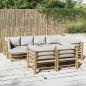 Preview: ARDEBO.de - 10-tlg. Garten-Lounge-Set mit Hellgrauen Kissen Bambus