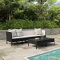 Preview: ARDEBO.de - 6-tlg. Garten-Lounge-Set mit Auflagen Poly Rattan Schwarz