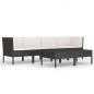 Preview: 6-tlg. Garten-Lounge-Set mit Auflagen Poly Rattan Schwarz