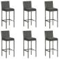 Preview: 7-tlg. Gartenbar-Set mit Kissen Poly Rattan Grau