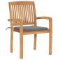 Preview: Gartenst?hle 2 Stk. mit Grauen Kissen Massivholz Teak