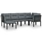 Preview: 6-tlg. Garten-Lounge-Set Schwarz und Grau Poly Rattan