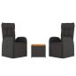 Preview: 3-tlg. Garten-Lounge-Set Schwarz Poly Rattan Massivholz Akazie