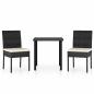 Preview: 3-tlg. Garten-Essgruppe Poly Rattan Schwarz