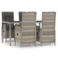 Preview: 5-tlg. Garten-Essgruppe mit Kissen Grau Poly Rattan