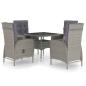 Preview: 5-tlg. Garten-Essgruppe Poly Rattan und Glas Grau