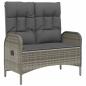 Preview: 2-tlg. Garten-Essgruppe mit Kissen Grau Poly Rattan