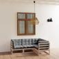 Preview: ARDEBO.de - 4-tlg. Garten-Lounge-Set mit Kissen Kiefer Massivholz