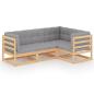 Preview: 4-tlg. Garten-Lounge-Set mit Kissen Kiefer Massivholz