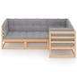 Preview: 4-tlg. Garten-Lounge-Set mit Kissen Kiefer Massivholz
