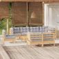Preview: ARDEBO.de - 9-tlg. Garten-Lounge-Set mit Grauen Kissen Kiefer Massivholz