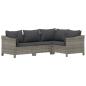Preview: 5-tlg. Garten-Lounge-Set mit Kissen Grau Poly Rattan