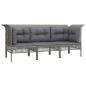 Preview: 3-tlg. Garten-Lounge-Set mit Kissen Grau Poly Rattan