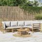 Preview: ARDEBO.de - 6-tlg. Garten-Lounge-Set mit Hellgrauen Kissen Bambus