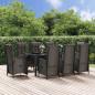 Preview: ARDEBO.de - 9-tlg. Garten-Essgruppe mit Kissen Schwarz Poly Rattan
