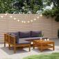 Preview: ARDEBO.de - 5-tlg. Garten-Lounge-Set mit Auflage Massivholz Akazie