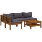 Preview: 5-tlg. Garten-Lounge-Set mit Auflage Massivholz Akazie