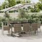 Preview: ARDEBO.de - 9-tlg. Garten-Essgruppe mit Kissen Grau Poly Rattan