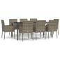 Preview: 9-tlg. Garten-Essgruppe mit Kissen Grau Poly Rattan