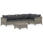 Preview: 6-tlg. Garten-Lounge-Set mit Kissen Grau Poly Rattan