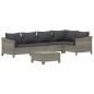 Preview: 6-tlg. Garten-Lounge-Set mit Kissen Grau Poly Rattan