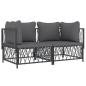 Preview: 2-tlg. Garten-Lounge-Set mit Kissen Anthrazit Stahl