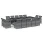 Preview: 15-tlg. Garten-Essgruppe mit Kissen Poly Rattan Grau