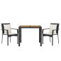 Preview: 3-tlg. Garten-Essgruppe mit Kissen Schwarz Poly Rattan