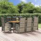 Preview: ARDEBO.de - 9-tlg. Garten-Essgruppe mit Kissen Grau Poly Rattan