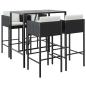 Preview: 5-tlg. Gartenbar-Set mit Kissen Schwarz Poly Rattan