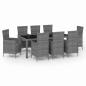 Preview: 9-tlg. Garten-Essgruppe mit Kissen Poly Rattan Grau