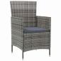 Preview: 9-tlg. Garten-Essgruppe mit Kissen Poly Rattan Grau