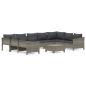 Preview: 10-tlg. Garten-Lounge-Set mit Kissen Grau Poly Rattan