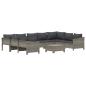 Preview: 10-tlg. Garten-Lounge-Set mit Kissen Grau Poly Rattan