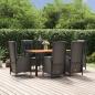 Preview: ARDEBO.de - 7-tlg. Garten-Essgruppe mit Kissen Schwarz Poly Rattan
