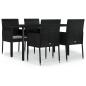 Preview: 5-tlg. Garten-Essgruppe mit Kissen Schwarz Poly Rattan
