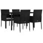 Preview: 5-tlg. Garten-Essgruppe mit Kissen Schwarz Poly Rattan