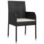 Preview: 5-tlg. Garten-Essgruppe mit Kissen Schwarz Poly Rattan