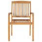 Preview: Stapelbare Gartenstühle mit Kissen 4 Stk. Massivholz Teak