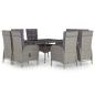 Preview: 9-tlg. Garten-Essgruppe Poly Rattan und Glas Grau